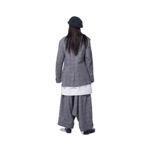 Glen Check Cut-Out Hem Jacket