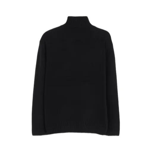 7G Wool-Blend Intarsia Crow-Pattern High Neck Knit