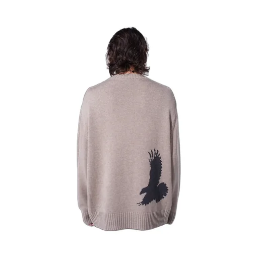 7G Wool-Blend Intarsia Crow-Pattern Pullover