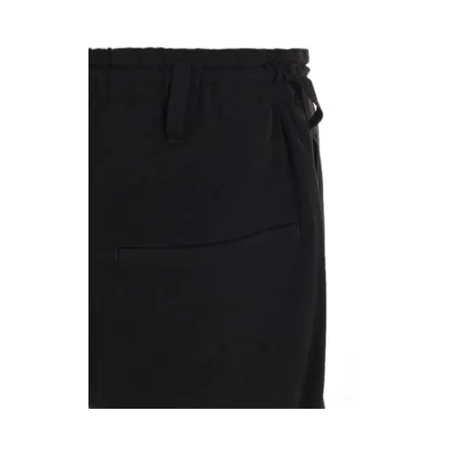 Crepe De Chine Shirring Pockets Tapered Pants
