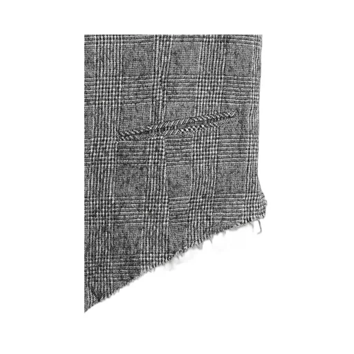 Glen Check Cut-Out Hem Stand Collar Vest