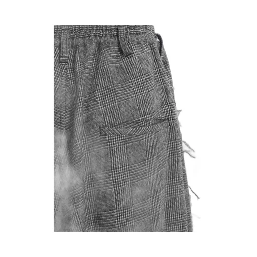 Glen Check Raw Edge Wide Sarouel Pants