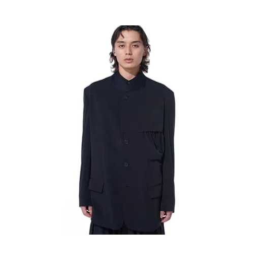 Crepe De Chine Shirring Pockets Jacket