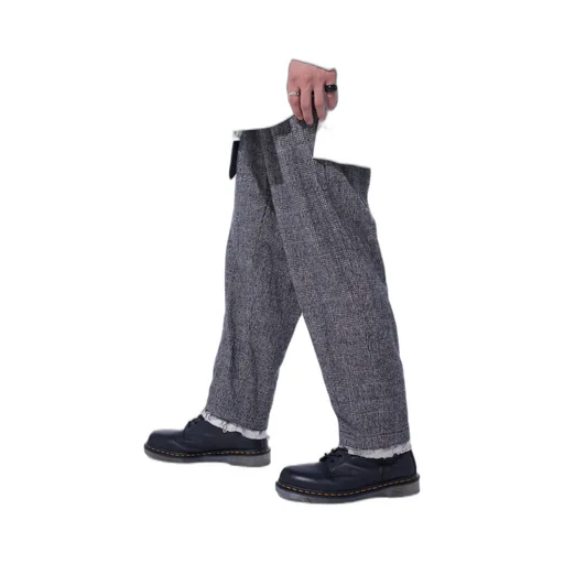 Glen Check Cut-Out Hem Pants