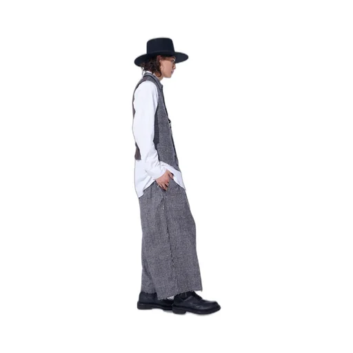 Glen Check Cut-Out Hem Stand Collar Vest