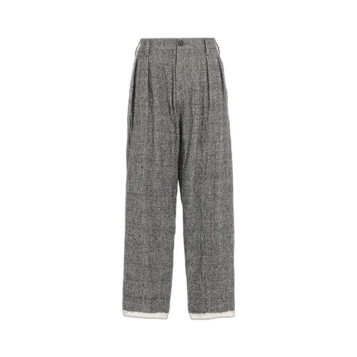 Glen Check Cut-Out Hem Pants