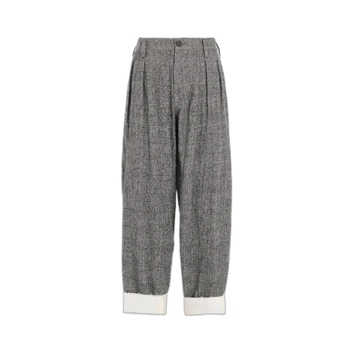Glen Check Cut-Out Hem Pants