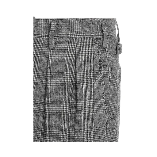 Glen Check Cut-Out Hem Pants