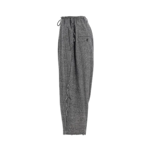 Glen Check Raw Edge Wide Sarouel Pants