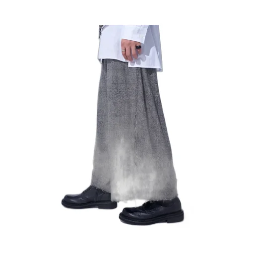 Glen Check Raw Edge Wide Sarouel Pants