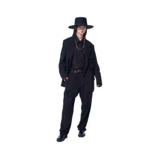 Crepe De Chine Shirring Pockets Tapered Pants