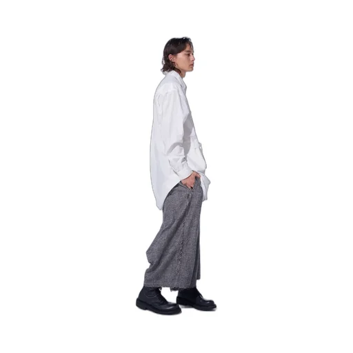 Glen Check Raw Edge Wide Sarouel Pants