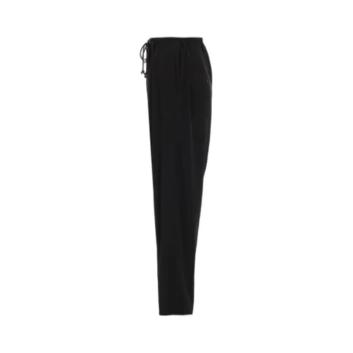 Crepe De Chine Shirring Pockets Tapered Pants