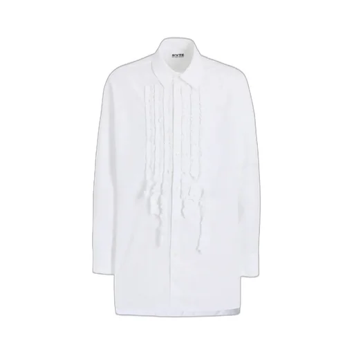 Cotton Broad Asymmetrical Frill Shirt