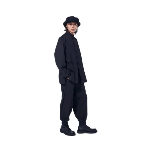 Crepe De Chine Hem Rib 2 Tuck Jogger Pants