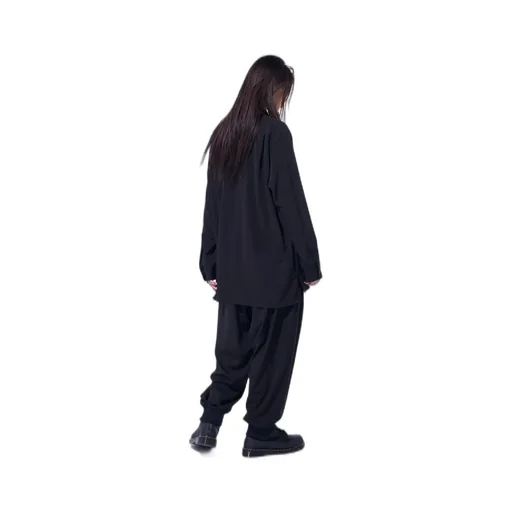 Crepe De Chine Hem Rib 2 Tuck Jogger Pants