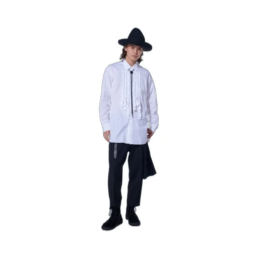 Cotton Broad Asymmetrical Frill Shirt