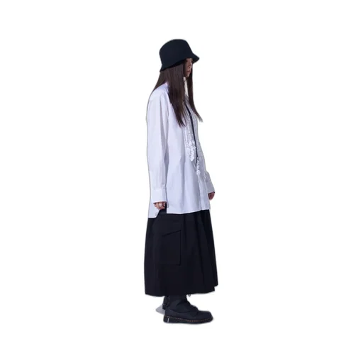 Cotton Broad Asymmetrical Frill Shirt