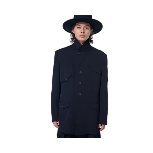 Washer Wool Gabardine Asymmetric Pocket Jacket