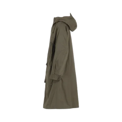Cotton Twill Hooded Coat With Padded Liner