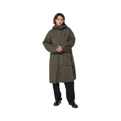 Cotton Twill Hooded Coat With Padded Liner