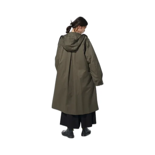 Cotton Twill Hooded Coat With Padded Liner