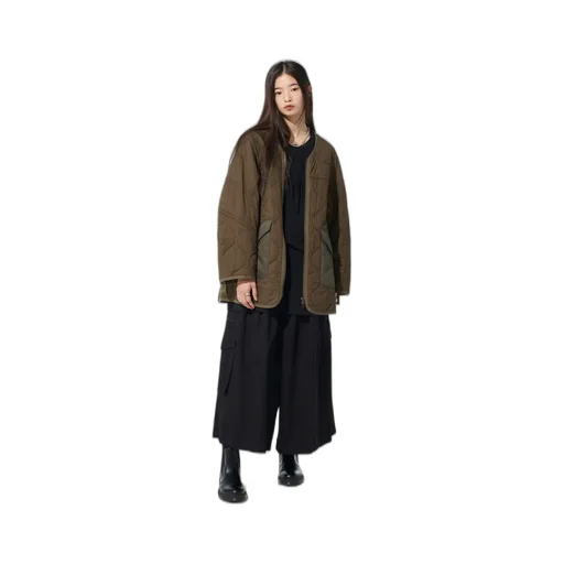 Cotton Twill Hooded Coat With Padded Liner