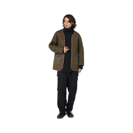 Cotton Twill Hooded Coat With Padded Liner