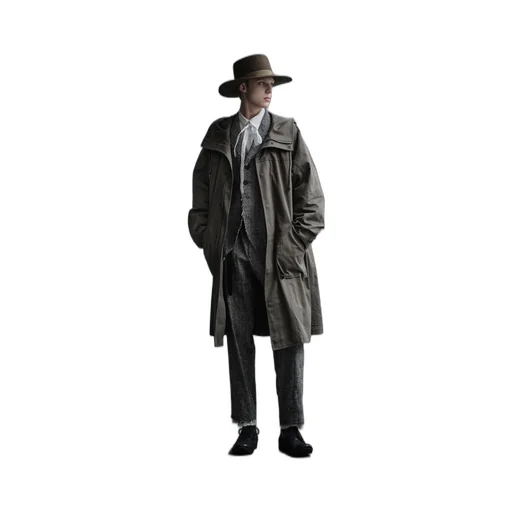 Cotton Twill Hooded Coat With Padded Liner