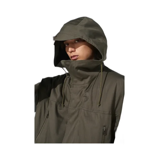 Cotton Twill Hooded Coat With Padded Liner