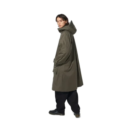 Cotton Twill Hooded Coat With Padded Liner