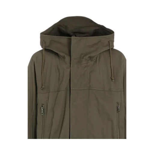 Cotton Twill Hooded Coat With Padded Liner