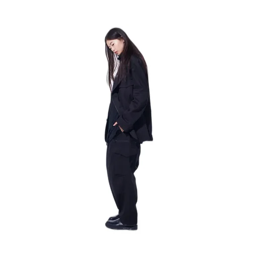 Cotton Twill Peaked Lapel Tailored Jacket