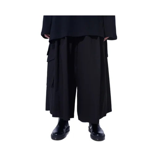 Cotton Twill Cargo Culotte Pants