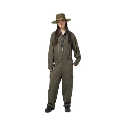 Cotton Twill 6-Pocket Zip-Up Jumpsuit