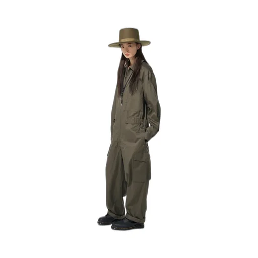 Cotton Twill 6-Pocket Zip-Up Jumpsuit
