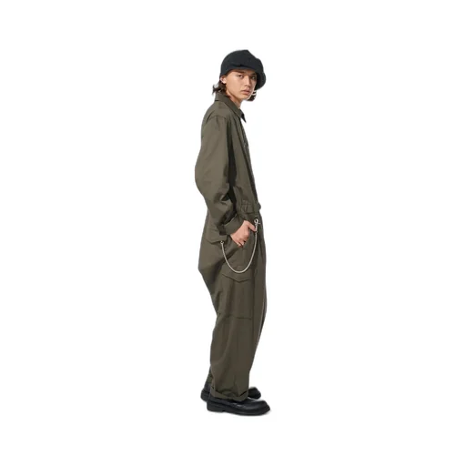 Cotton Twill 6-Pocket Zip-Up Jumpsuit