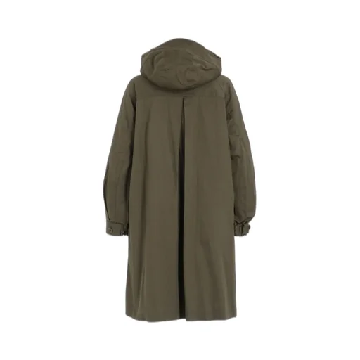 Cotton Twill Hooded Coat With Padded Liner