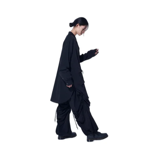 Crepe De Chine Shirring Pockets Shirt