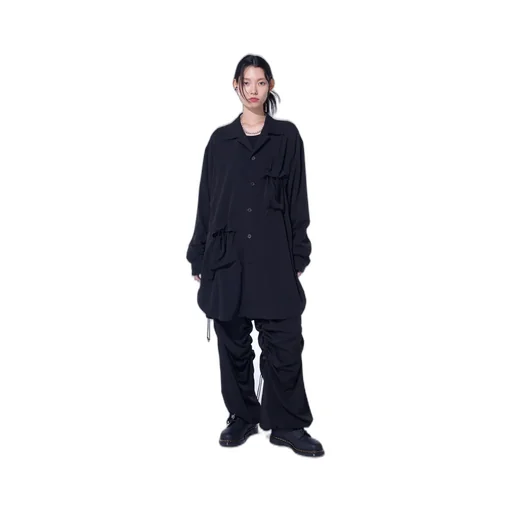 Crepe De Chine Shirring Wide Pants