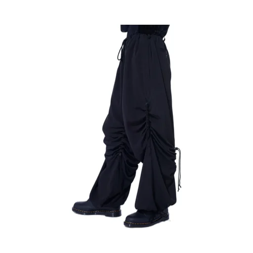Crepe De Chine Shirring Wide Pants
