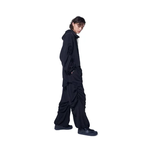 Crepe De Chine Shirring Wide Pants