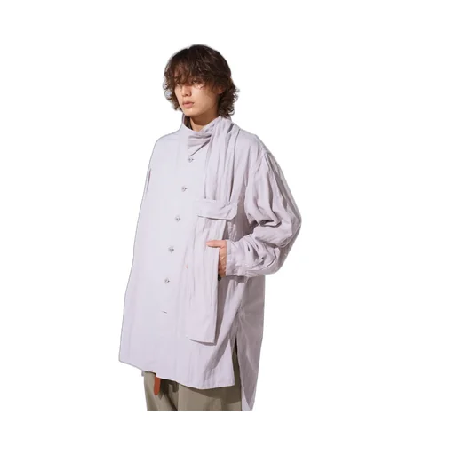 Double Gauze Band Collar Stole Shirt
