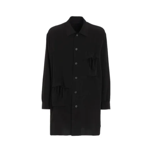 Crepe De Chine Shirring Pockets Shirt