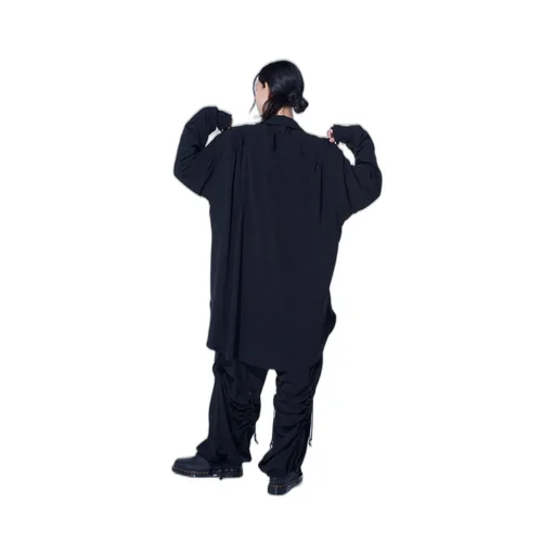 Crepe De Chine Shirring Pockets Shirt