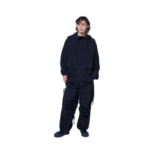 Crepe De Chine Shirring Wide Pants
