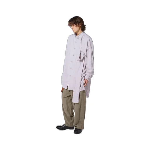 Double Gauze Band Collar Stole Shirt