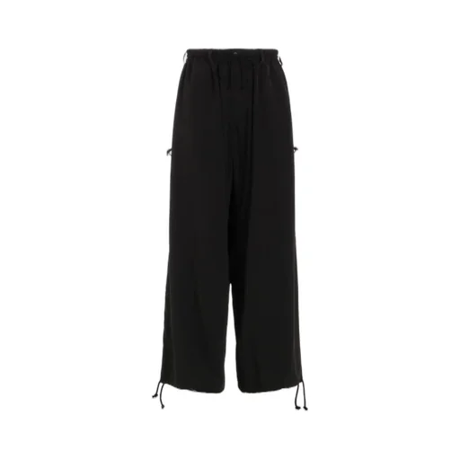 Crepe De Chine Shirring Wide Pants