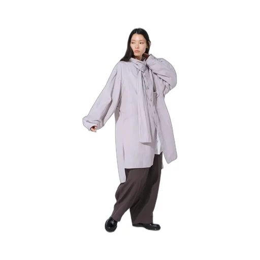 Double Gauze Band Collar Stole Shirt