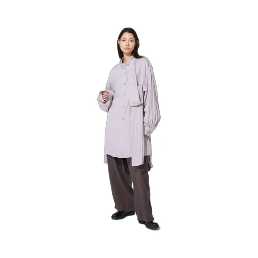 Double Gauze Band Collar Stole Shirt
